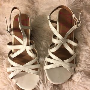 white strappy wedges